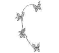 BESTonZON Manchette D'oreille Clip en Zircon, Boucles D'oreilles sans Piercing Argentées, Accessoires Féminins Élégants pour Usage Quotidien, Droite, Taille Unique