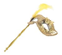 BESTonZON Masque de Bal Masqué Papillon Doré à Paillettes avec Bâton, en Plastique, Style Élégant et Portable pour Soirées Costumées et Carnavals
