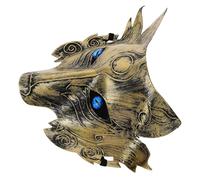 BESTonZON Masque de Loup Halloween en PVC Doré Épais et Grand Format Accessoire de Cosplay Terrifiant pour Fête Costumée Carnaval et Soirée à Thème Masque D’Animal Réaliste et Solide