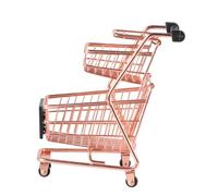 BESTonZON Mini Chariot de Courses Double Métal Rose Or Simulation pour Garçon Fille Caddie de Miniature Panier de Rangement Ludique