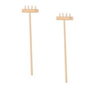 BESTonZON Mini Râteau De Jardin Zen à Quatre Dents 14 Cm x 3,5 Cm, Lot De 2 Accessoires pour Bac à Sable De Contemplation, Outil De Jardin Zen De Bureau Écologique en Bambou Naturel