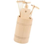 BESTonZON Mini Râteaux de Jardin Zen en Bois Naturel pour Bac à Sable, Ensemble 7 Pièces, Outils Compacts et Décoratifs pour Bureau et Jardin Zen, Présent Détente et Contemplation
