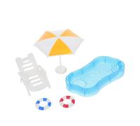 BESTonZON Miniature De Piscine pour Maison De Poupée Piscine Mini Bouée Chaise De Plage Et Parasol pour Décoration De Jardin De Fées Et Jeux Créatifs