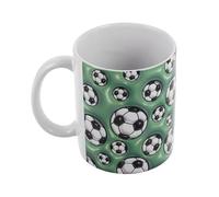 BESTonZON Mug en Céramique Football Anse Tasse de Petit-déjeuner Sportive Capacité Standard Motif Ballon de Football Tasse à Café Multifonction pour Maison et Bureau