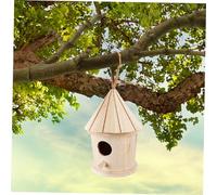 BESTonZON Nid D'oiseau en Bois Suspendu De Tour, Lit pour Oiseaux Solide, Nid D'oiseau Artisanal Moyen, Décoration pour Jardin Extérieur, Habitat pour Petits Oiseaux