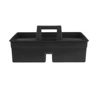 BESTonZON Organisateur de Nettoyage Portable avec 3 Compartiments, Grand Panier en Plastique Noir, Poignée Facile à Transporter, pour Bureaux Cuisine