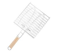 BESTonZON Panier à Griller Barbecue Extérieur en Acier Inoxydable Poignée en Bois, Multifonction pour Poisson Et Légumes, Outil Grillades Résistant Haute Température, Ustensile Pratique pour Barbecue