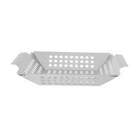 BESTonZON Panier de Grillage Carré Acier Inoxydable avec Drainage Dhuile Bords Relevés et Poignée Intégrée Ergonomique Accessoire Portable pour Bbq Extérieur Camping et Cuisine