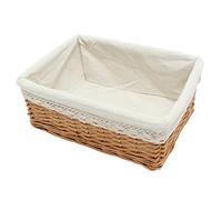 Bestonzon Panier de rangement rectangulaire en osier avec doublure blanche 40 x 30 x 16 cm