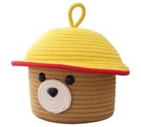 BESTonZON Panier De Rangement Tressé Ours Coton Avec Couvercle Organiseur Décoratif Pour Jouets Et Petits Objets Panier De Bureau Et Chambre Multifonction