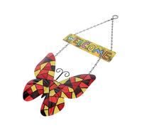 BESTonZON Panneau De Bienvenue En Fer Forgé Rouge Pour Jardin Et Intérieur, Décoration Murale Compacte Légère, Ornement Suspendu Pour Porte Et Espace D'accueil