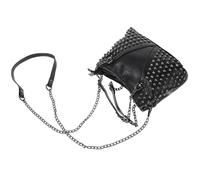 BESTonZON Paquet à Bandoulière Noir En Polyuréthane Pour Femmes Sac à Épaule Avec Rivets Design Pour Balades Et Activités Extérieures