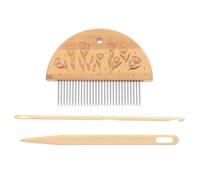 BESTonZON Peigne à Tisser en Bambou 29 Dents Larges Aiguille à Gros Chas 145 CM Crochet Afghan 4 MM en Acier Inoxydable - Ensemble 3 Pièces D’Outils de Tissage pour Tapis Crochet et