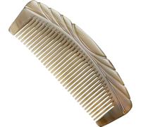 BESTonZON Peigne de Massage du Cuir Chevelu Texture Riche Anti-statique en Corne de Bœuf Blanc Léger et Portable pour Soins et Relaxation