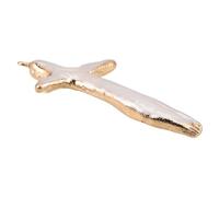 BESTonZON Pendentif Croix en Perles Baroques Naturelles Blanches Bord Doré 20x40-30x45mm, Breloque DIY pour Fabrication de Bijoux, Fournitures pour Colliers et Bracelets Artisanaux