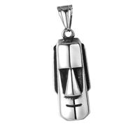 BESTonZON Pendentif Homme Tête Moaï Île de Pâques en Acier Inoxydable 316l, Breloque Métal Solide pour Création Bijoux, Décoration Colliers et Bracelets, Accessoire Personnalisé