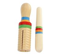 BESTonZON Percussion Garçon Fille Bois Instrument Musical Éducatif Tube Sonore à Gratter avec Baguette Développement Motricité et Coordination et Matériaux Sûrs Set