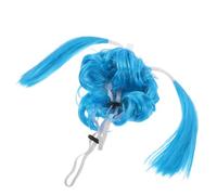 BESTonZON Perruque Cosplay pour Chiens et Chats avec Double Queue de Cheval Bleue Accessoire Drôle pour Animaux Facile à Porter et Résistante pour Fêtes Halloween Noël