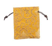 BESTonZON Pochette Brodée à Cordon pour Porte-Monnaie Femme, Tissu Résistant Doré, 13x16 Cm, Paquet de Rangement Pratique pour Bijoux et Petits Objets, Accessoire de Voyage Élégant
