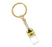 BESTonZON Porte-Clés Créatif Flacon en Verre Transparent Petit Format Anneau Porte-Clés Doré Flacon Parfum Multifonction pour Huiles Essentielles et Décor Accessoires Légers pour Usage