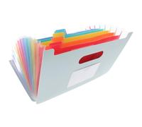 BESTonZON Porte-documents A5 extensible en accordéon, pochette de rangement multicouche sans couvercle, capacité pour factures, dossiers et documents administratifs, couleur gris fumé, format allongé