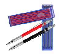 BESTonZON Porte-Mines 2 MM Multi-Usages pour Charpentier Crayon Mécanique Automatique avec Mines Noires et Rouges Coffret 2 Crayons 2 Boîtes de Recharges pour Travaux de Menuiserie et
