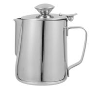 BESTonZON Pot à Lait en Acier Inoxydable 350ml avec Couvercle, Pichet Mousseur à Lait pour Café Cappuccino et Latte Art, Tasse en Inox pour Maison Restaurant Barista Professionnel