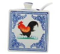 BESTonZON Pot à Sel Décoratif Céramique Design Créatif Forme De Coq Pot à Épices De Cuisine Pratique