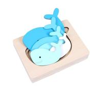 BESTonZON Puzzle Animaux Bois Multicouches pour Garçon Fille Jouet Éducatif Baleine Bleu Dégradé