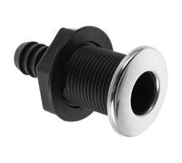 BESTonZON Raccord de Vidange Nylon Noir avec Couvre INOX Connecteur Droit Passe-Coque pour Écoulement Scupper et Pompe de Résistant Corrosion et Anti-débris