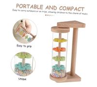 BESTonZON Rain Drum For Wooden Montessori Rain Sound Tube With Handle Portable Hand Shaking Musical Rattle For Early Sensory Development And Outdoor Use