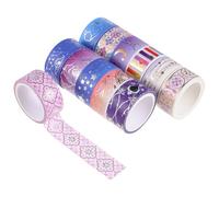 BESTonZON Ruban Adhésif Décoratif Washi 12 Rouleaux Motifs Astres Violets Dorure et Argenture Bande Adhésive pour Scrapbooking et Loisirs Créatifs Lot de Masking Tape Cosmos pour