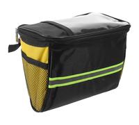 BESTonZON Sacoche de Guidon pour Vélo en Tissu Oxford Imperméable Compartiments Multiples et Bandes Réfléchissantes, Légère Balades Nocturnes