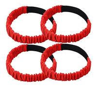 BESTonZON Sangles Élastiques de Course pour Jambes à Trois Brins, Lot de 4 Pièces Rouges, Bande Souple Résistante avec Fixation Auto-agrippante, Jeu D'équipe pour Adultes et Enfants,