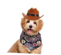 BESTonZON Set de Chapeau et Bandana pour Chien et Chat Costume Daccessoire Décoratif Style Rétro Marron pour et Photos