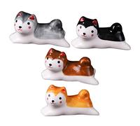 BESTonZON Shiba Inu Lot de 4 Repose- en Vrac Support de Repose-Pinceau Chinois Cuillère et en Peluche Céramique Fourchette Mignon