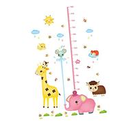 BESTonZON Stickers Muraux Animaux Règle De Hauteur Adhésive Éléphant Arrosant Décoration Créative Pour Chambre Garçon Fille Autocollant Pvc Étanche