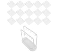 BESTonZON Support de Rangement pour Vêtements de Poupée avec Transparents et Crochets Présentoir à Pins à Deux Niveaux Plastique Léger Organisateur Portable pour Chambre et Bureau