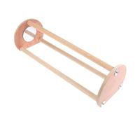 BESTonZON Support pour Oiseaux en Bois Naturel Miroir Intégré, Plateforme Stable, Surface Lisse Polie, Taille Moyenne, Accessoire Ludique pour Poules Et Poussins en Cage