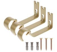 BESTonZON Supports de Tringle à Rideaux muraux 3pcs en Fer Or, Crochets muraux pour Rideaux avec vis Assorties, Fixation Simple, stabilité renforcée, pour Porte et Tringle de draperie, lot