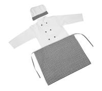 BESTonZON Tablier Cuisine Garçon Fille à Manches Longues à Carreaux Costume de Chef pour Jeu de Rôle Protection Vêtements pour Cuisinier Confort et Durabilité pour Pâtisserie et Cuisine