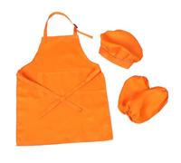BESTonZON Tablier Garçon Fille avec Manches et Chapeau Ajustable pour Cuisine et Peinture Protection Confortable et Respirante pour Garçons et Filles Ans Orange