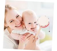 BESTonZON Tambour Garçon Fille Bois avec Peau de Mouton Naturelle Hochet Musical Sensoriel pour Développement et Dentition Éducatif pour Garçons et Filles