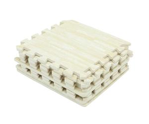 BESTonZON Tapis de Sol Puzzle Épais 30x30x1 Cm 10 Pièces pour Bébé Beige en Mousse Eva Imitation Bois Tapis de Protection Multi-fonctionnel pour Jouer et Ramper