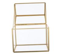 BESTonZON Terrarium en Verre Doré Forme Maison Jardinière Géométrique Cubique Boîte à Terrarium pour Plantes Succulentes Serrage Intérieure Décorative pour Bureau et Salon Vitrine de