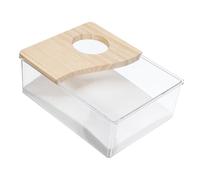 BESTonZON Toilettes pour Petits Rongeurs, Bac à Sable en Acrylique pour Chinchillas et Gerbilles, Usage en Cage, Demi-Couvercle