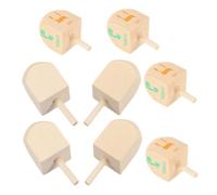 BESTonZON Toupies Hanoucca en Bois Naturel Lot de 8 | Jeu Éducatif Rotatif pour Garçons et Filles | Développe Motricité Fine | Tradition Juive Fête Hanoucca Maison École