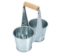 BESTonZON Vase à Composition Seau à Fleurs en Fer Pot de Plante succulente Double Compartiment Fer et Bois Léger Résistant à la Casse pour Fleurs séchées ou fraîches décoration de Maison et