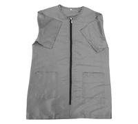 BESTonZON Veste de Toilettage Imperméable, Blouse de Toilettage pour Animaux, Polyester Argenté, Anti-Statique, Résistante aux Poils, Manches Courtes, Fermeture Éclair, Poche, pour Chiens,
