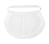 Bestonzone Tablier de cuisine rétro en dentelle avec poches pour serveur/serveur/servant Blanc